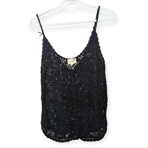 LA  Hearts PacSun Black Macrame Knit Button Front Tank Top - Small Woman - Picture 1 of 8